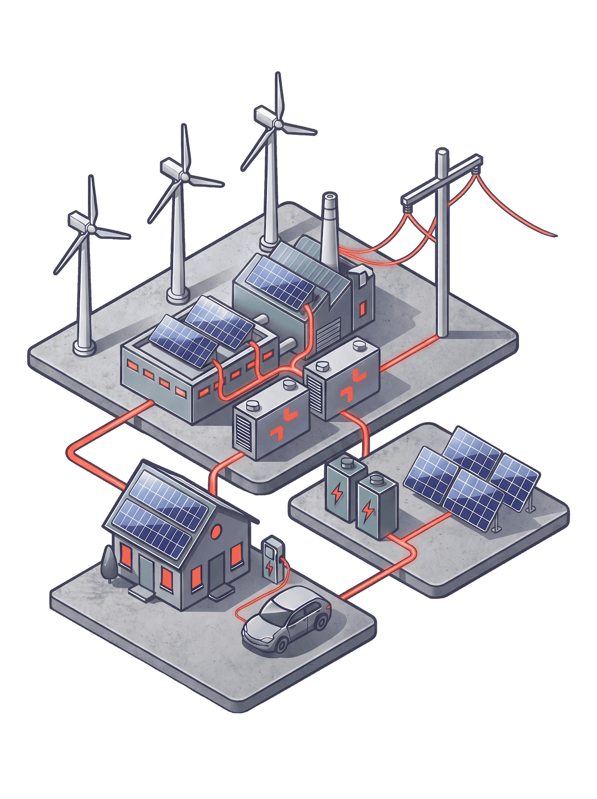Solar energy management system dashboard showing real-time grid optimization and energy control interface